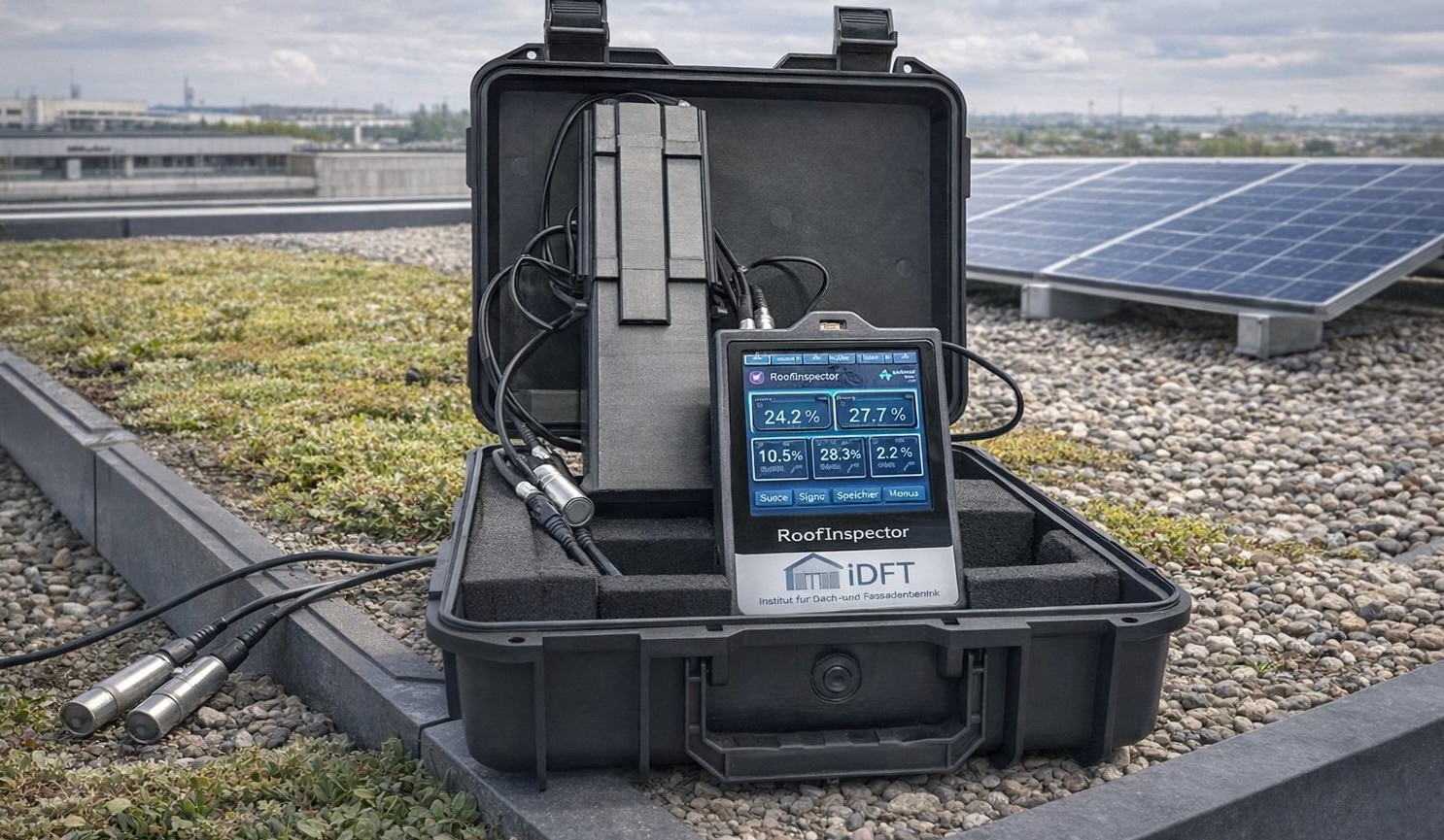 RoofInspector Messkoffer auf Flachdach